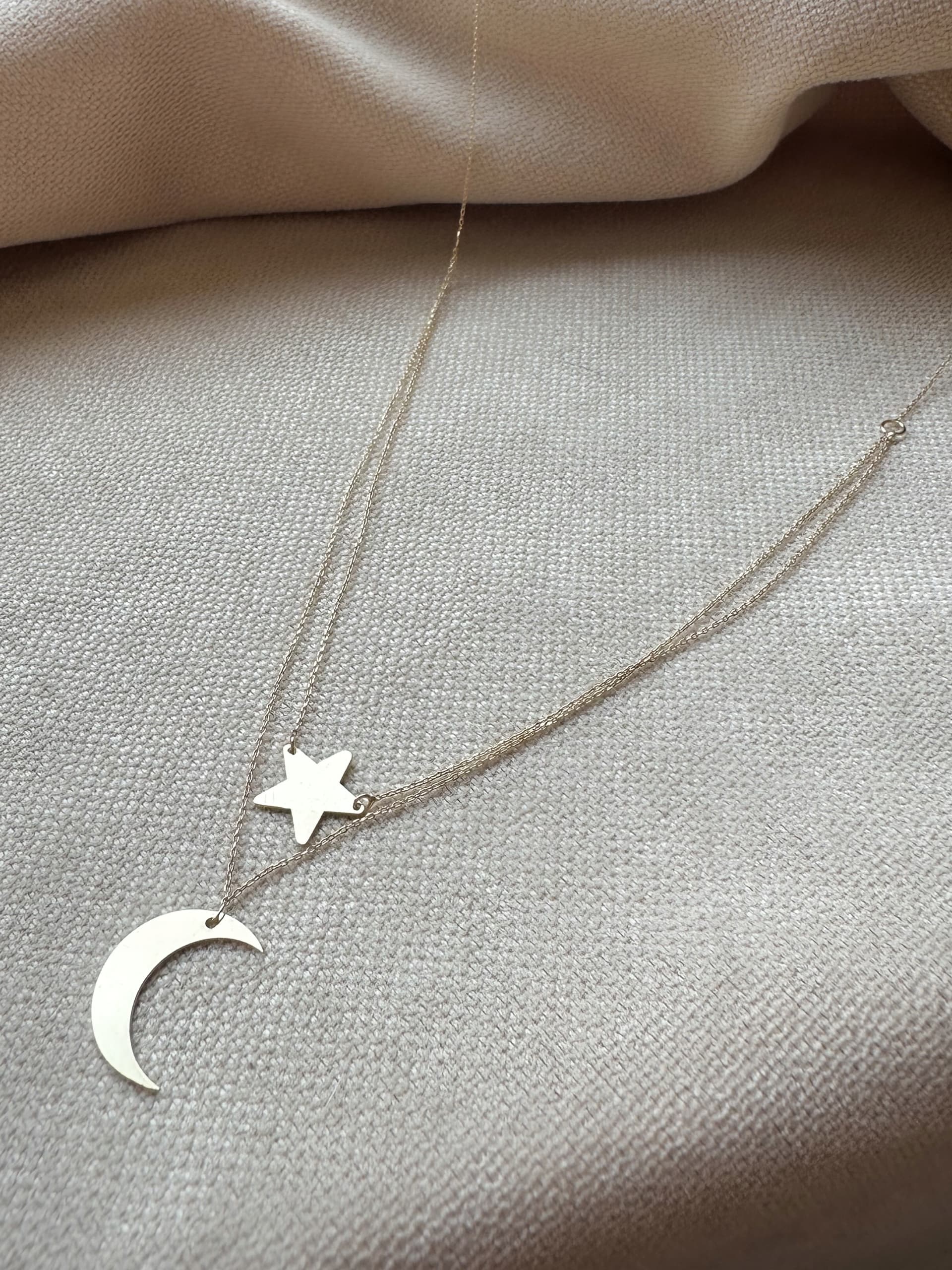 Złoty naszyjnik 585 KSIĘŻYC I GWIAZDKA