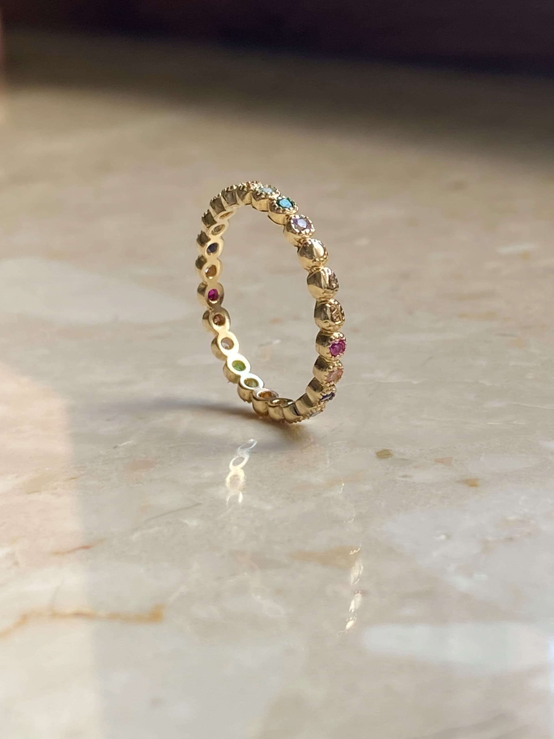 Złoty pierścionek 585 OBRĄCZKA KOLOROWA