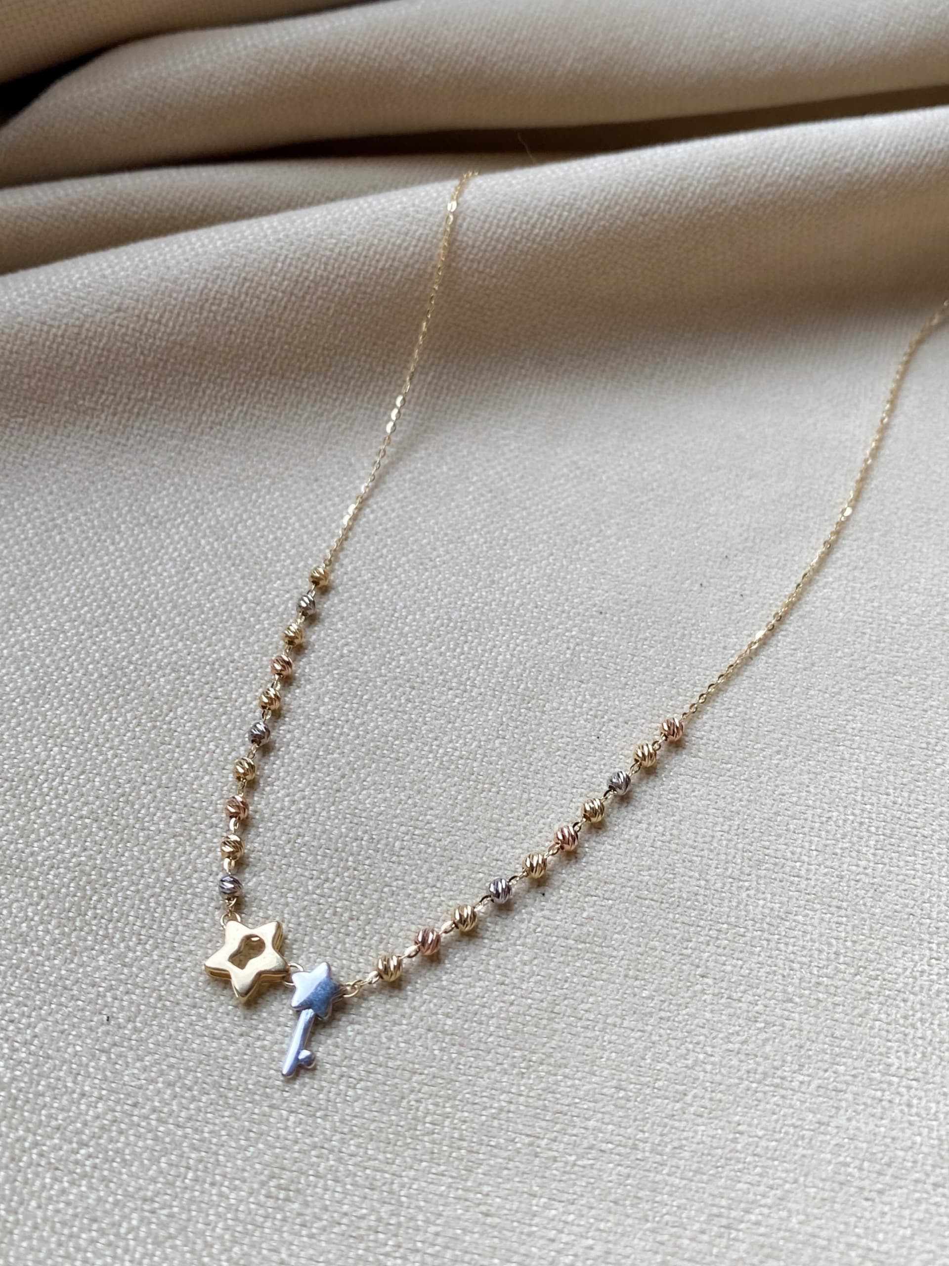 Złoty naszyjnik 585 KŁÓDKA Z KLUCZYKIEM