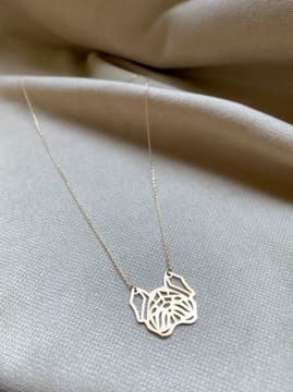 Złoty naszyjnik 585 PIESEK, BULDOG ORIGAMI